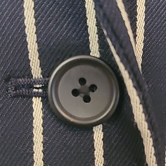 Banana Republic Navy & White Vertical Striped Blazer Two Button Pockets Size 8 - Picture 5 of 10